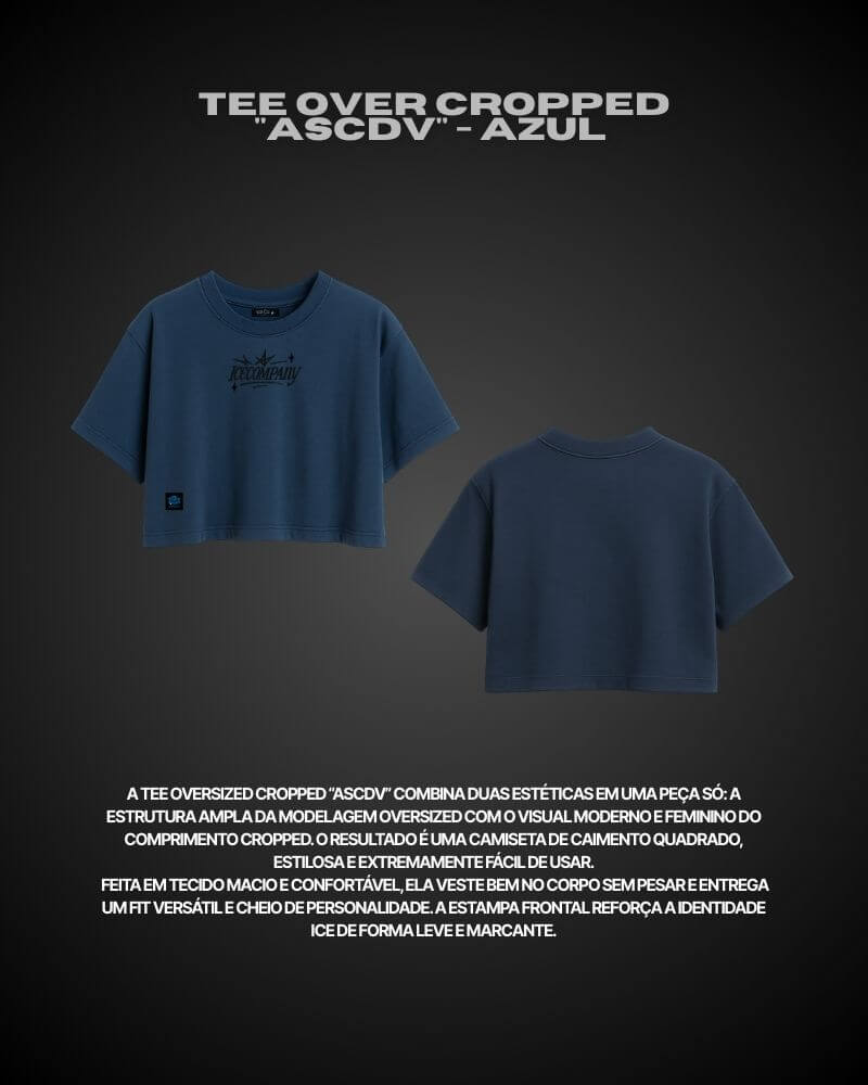 Tee Over Cropped "ASCDV" - Azul