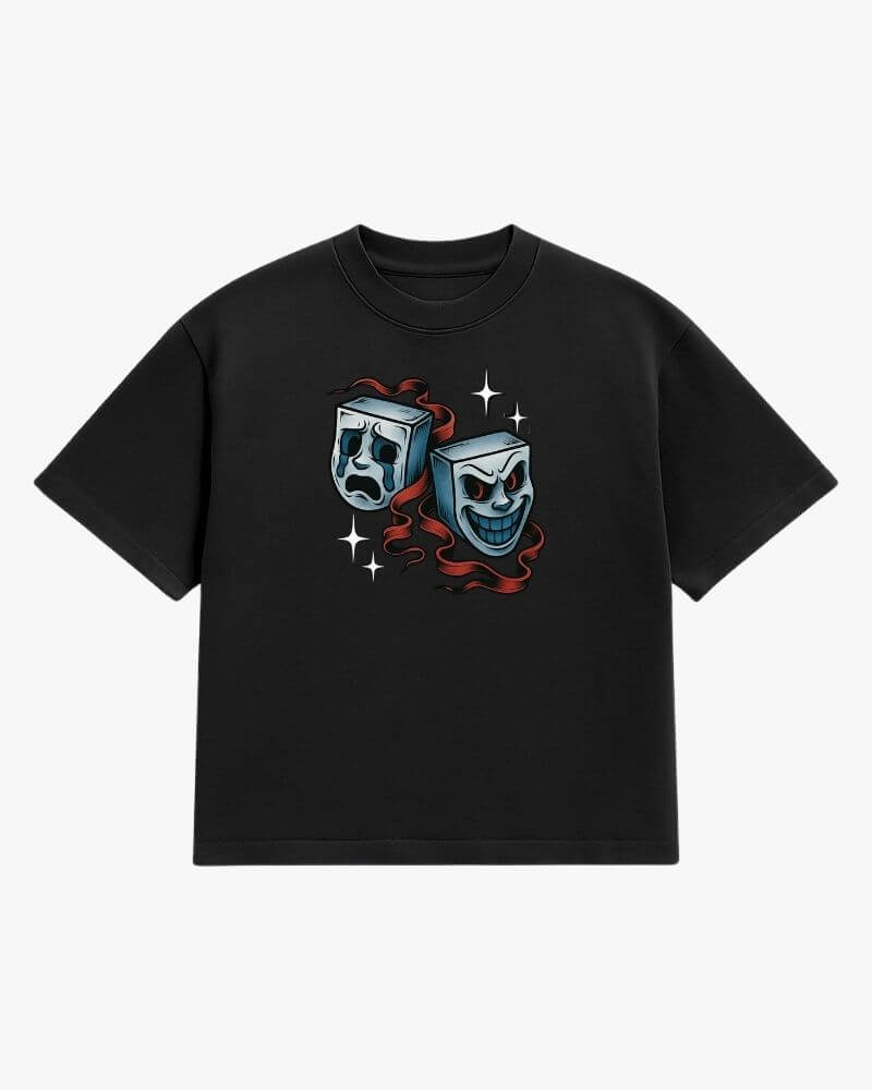 Tee "FACES"- Black (boxy)