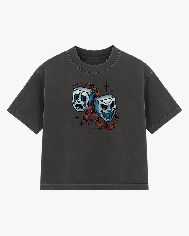 Tee "FACES"- Gray (boxy)